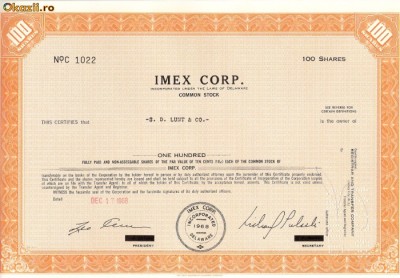 650 Actiuni -IMEX CORP. -seria C 1022 foto