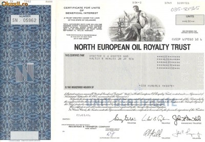 625 Actiuni -North European Oil Royalty Trust -seria SN 05962 foto