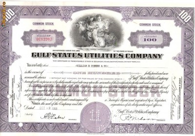 689 Actiuni -Gulf States Utilities Company -seria BC12207 foto
