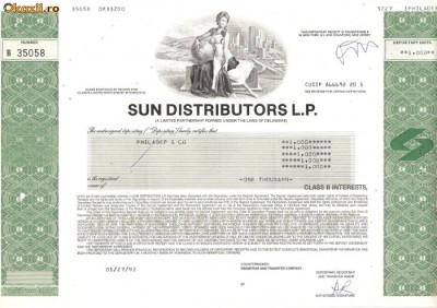 552 Actiuni -SUN DISTRIBUITORS L.P. -seria B 35058 foto