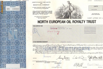 622 Actiuni -North European Oil Royalty Trust -seria SN 15980 foto