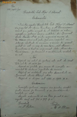 Ordonanta de ipoteca, Bucuresti, 1923 foto