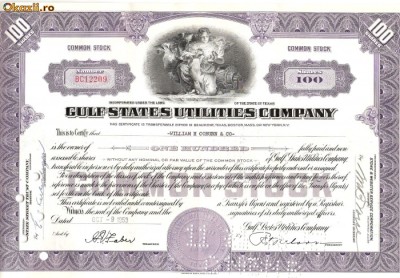 684 Actiuni -Gulf States Utilities Company -seria BC12209 foto