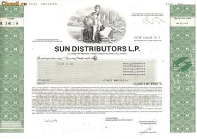 554 Actiuni -SUN DISTRIBUITORS L.P. -seria B 39019 foto