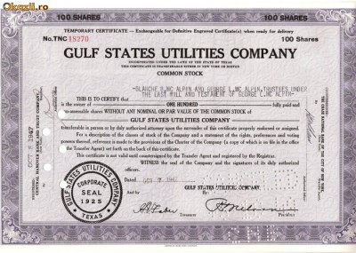 651 Actiuni -Gulf States Utilities Company -seria TNC 18270 foto