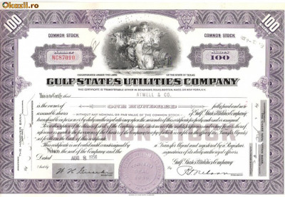 686 Actiuni -Gulf States Utilities Company -seria NC87010(fiscale) foto