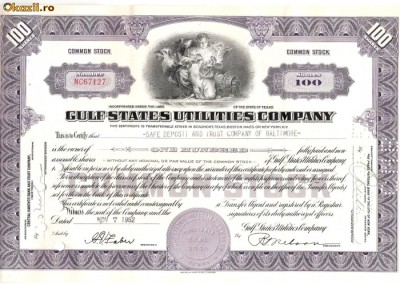 693 Actiuni -Gulf States Utilities Company -seria NC67127 foto