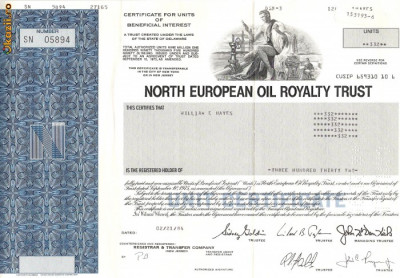 617 Actiuni -North European Oil Royalty Trust -seria SN 05894 foto