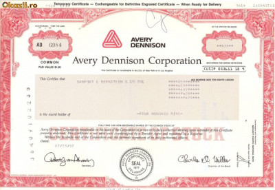 738 Actiuni -Avery Dennison Corporation -seria AD 6984 foto