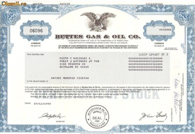 729 Actiuni -BUTTES GAS &amp;amp;amp; OIL CO. -seria 06096 foto