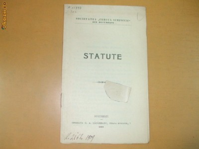 Statute Cercul Simfonic Bucuresti 1909 foto