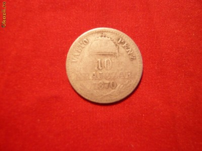 10 KR. 1870 UNGARIA , KB,argint , cal.medie ,d=1,8cm. foto