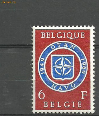 Belgia 1969 - ANIVERSARE 20 ani NATO, timbru nestampilat, B3 foto