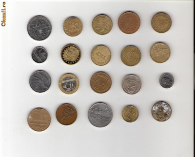 86 Lot interesant de monede si jetoane (fise, token)(20 bucati) foto