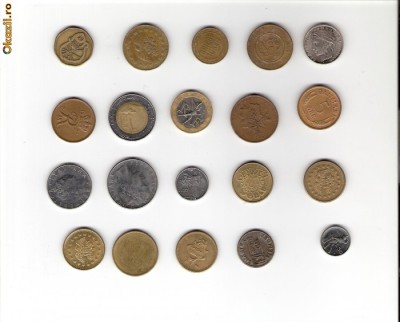 73 Lot interesant de monede si jetoane (fise, token)(20 bucati) foto