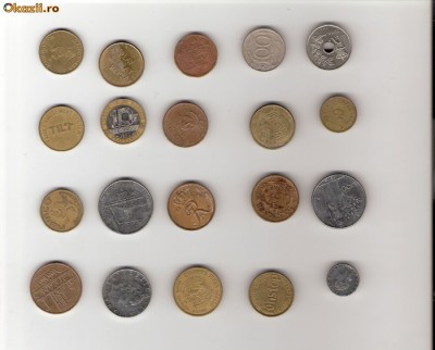 71 Lot interesant de monede si jetoane (fise, token)(20 bucati) foto