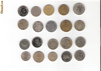 05 Lot interesant de monede si jetoane (fise, token)(20 bucati) foto
