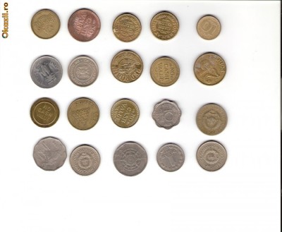 25 Lot interesant de monede si jetoane (fise, token)(20 bucati) foto