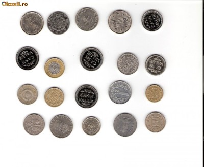 28 Lot interesant de monede si jetoane (fise, token)(20 bucati) foto