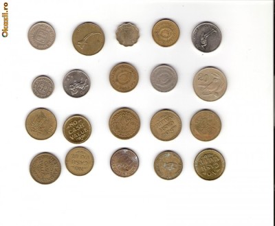 24 Lot interesant de monede si jetoane (fise, token)(20 bucati) foto