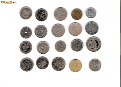 11 Lot interesant de monede si jetoane (fise, token)(20 bucati) foto