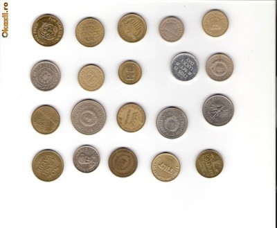 60 Lot interesant de monede si jetoane (fise, token)(20 bucati) foto