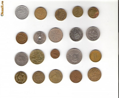 33 Lot interesant de monede si jetoane (fise, token)(20 bucati) foto