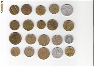 10 Lot interesant de monede si jetoane (fise, token)(20 bucati) foto