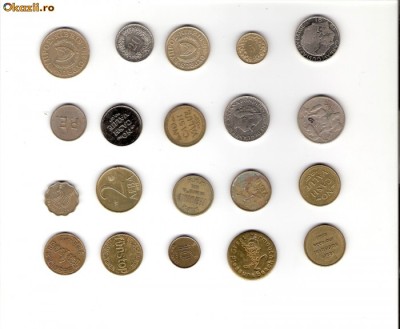 45 Lot interesant de monede si jetoane (fise, token)(20 bucati) foto
