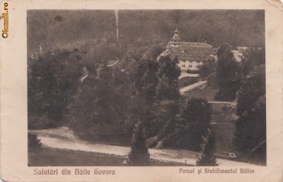 B11559 Baile Govora Parcul si Stablimentul Bailor circulata1925 foto