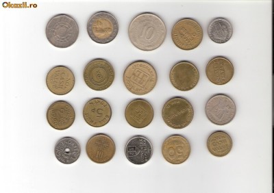 07 Lot interesant de monede si jetoane (fise, token)(20 bucati) foto
