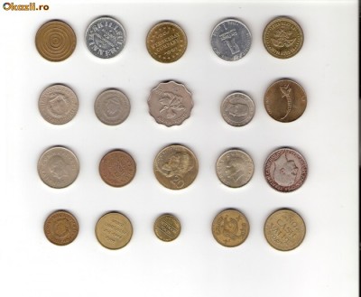 35 Lot interesant de monede si jetoane (fise, token)(20 bucati) foto