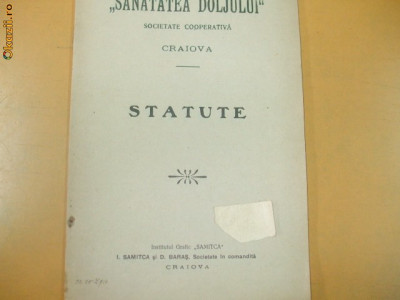 Statute Soc. ,, Sanatatea Doljului&amp;quot; Craiova 1910 foto