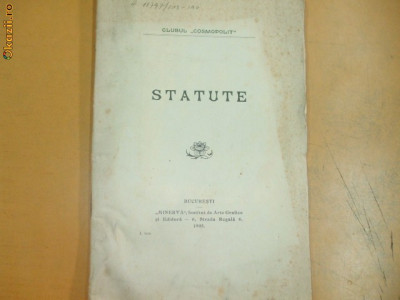 Statute Clubul ,,Cosmopolit&amp;quot; Bucuresti 1905 foto