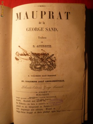 131. GEORGE SAND - MAUPRAT - ed. 1853 ,vol Isi II legate TIPARITA IN LB. ROMANA , CU CARACTERE SLAVONE. 423 PAG foto