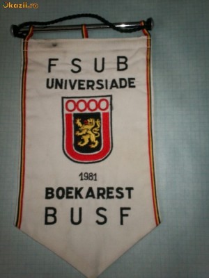 286 Fanion Universiada Bucuresti 1981 foto