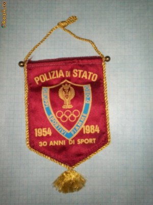 290 Fanion Polizia di Stato -30 anni di sport-1954-1984(Italia) foto