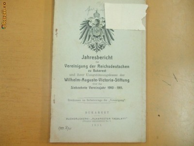 Jahresbericht der Reichsdeutschen zu Bukarest 1911 foto