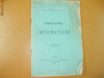 Nomenclatura imprimatelor Bucuresti 1907 foto