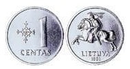 Lituania 1 centas 1991 UNC foto