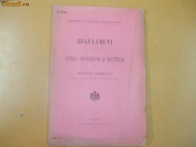 Regulament pentru numire profesori scoli com. 1915 foto