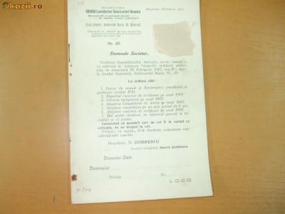 Dare de seama Soc. ,,Unirea&amp;quot; constructori romani 1912 foto