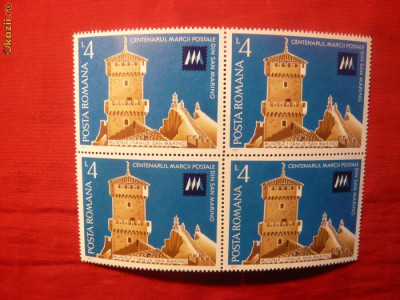 Serie(1val.x 4)-Centen.Marcii Postale din San Marino 1977 foto