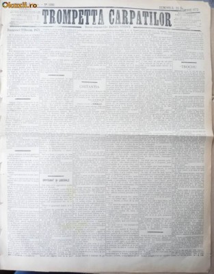 Ziarul Trompetta Carpatilor , nr. 1098 , 1873 foto