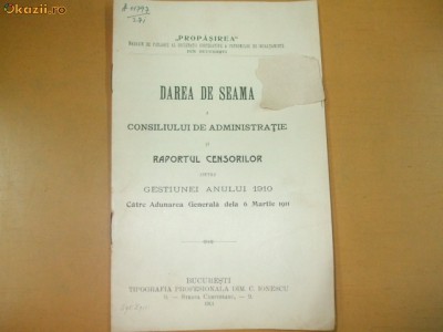 Dare de seama magazin pielarie ,,Propasirea&amp;quot; 1911 foto