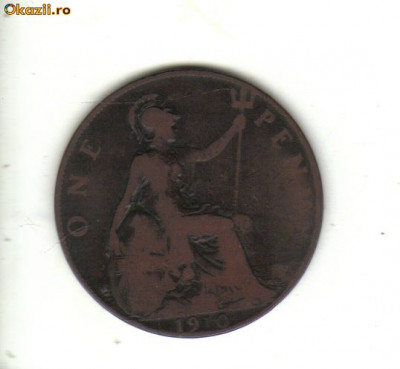 bnk mnd Marea Britanie Anglia 1 penny 1910 foto
