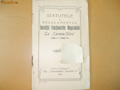 Statute Soc. magazin ,,Carmen Silva&amp;quot; Bucuresti 1913 foto