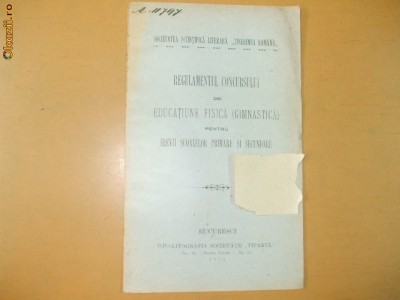Regulament concurs educatiune fisica Buc. 1901 foto