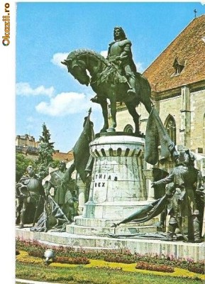 CP183-46 Cluj-Napoca. Statuia lui Matei Corvin -circulata 1980 foto