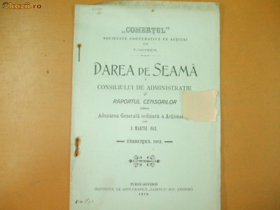 Darea de seama Soc. ,,Comertul&amp;quot; Turnu Severin 1913 foto